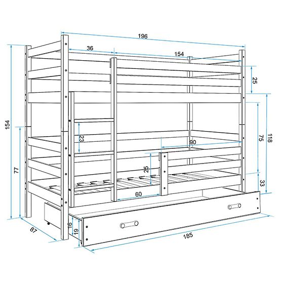 Children storey bed Rocky - gray-white