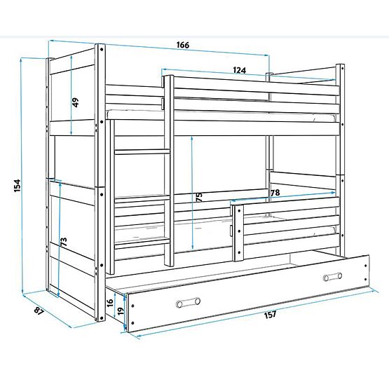 Children storey bed Rocky - natural-green