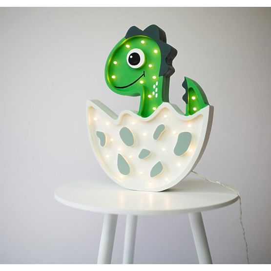 Children wood lamp LED lamp Dino - green