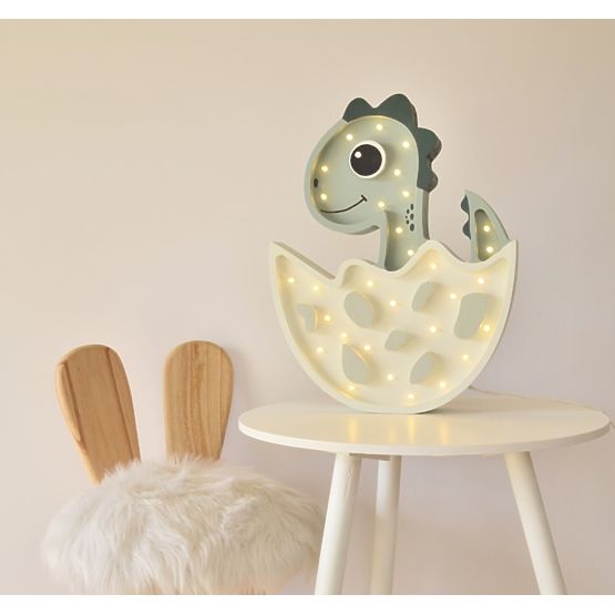 Children wood lamp LED lamp Dino - pastel green