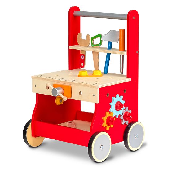 Children wooden dílnička with wheels