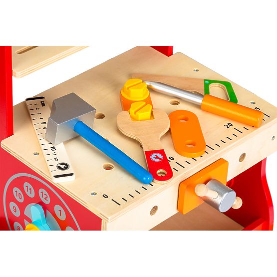 Children wooden dílnička with wheels