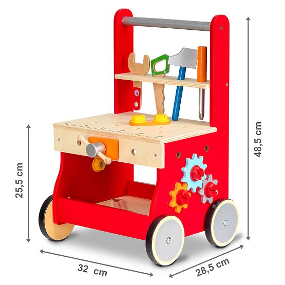 Children wooden dílnička with wheels