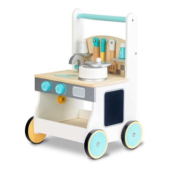 Children wooden kitchenette with wheels