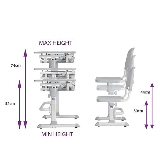 Children writing table + chair Cubby Lupin - grey