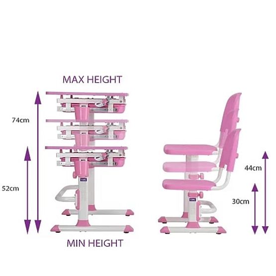 Children writing table + chair Cubby Lupin - pink