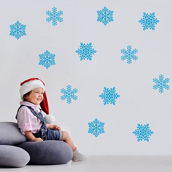 Christmas decoration to wall - Blue flakes