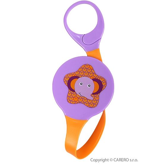 Clip to pacifier Akuku violet with elephant Purple