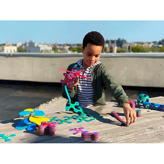 Clixo Magnetic Blocks Crew Pack, Green-Blue