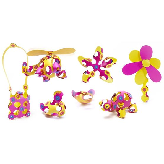 Clixo Magnetic Blocks Crew Pack, Pink-Yellow