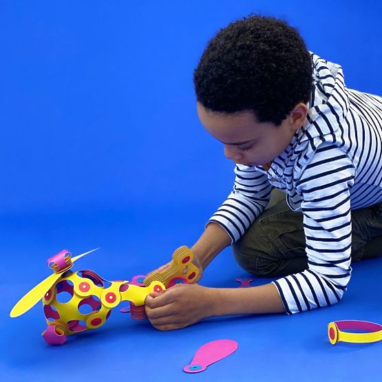Clixo Magnetic Blocks Crew Pack, Pink-Yellow