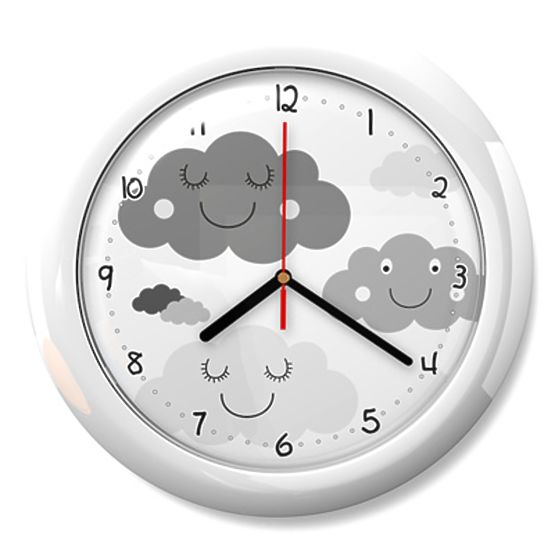 Clouds 73 Children's Clock - White