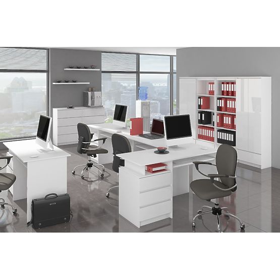 CLP 135cm Desk PK White / White Gloss