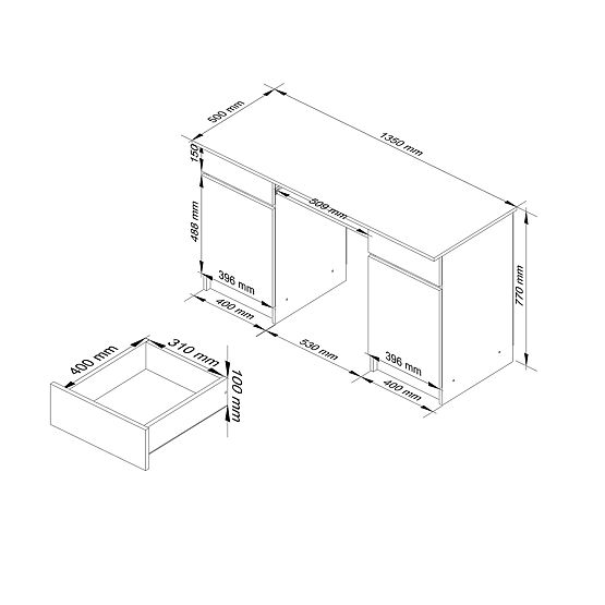 CLP A5 2D 2SZ WHITE DESK