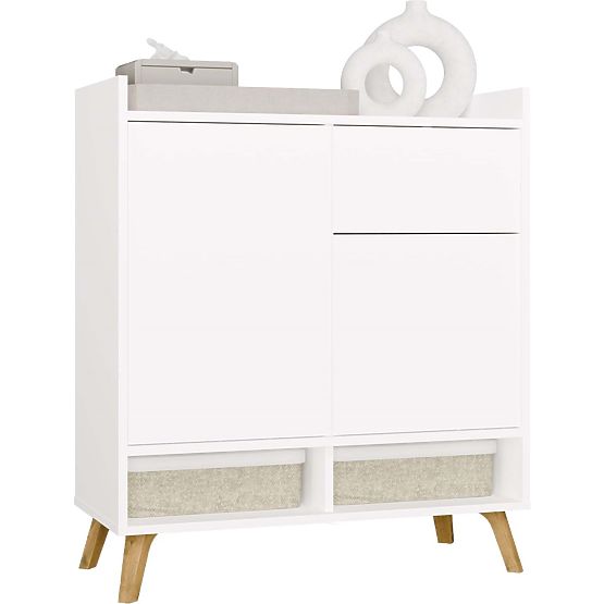 COLIN Sideboard Cabinet 2 Doors 1 Drawer with Legs WHITE