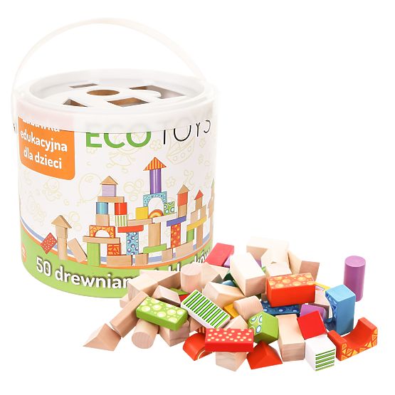 Colored wooden blocks 50 pcs