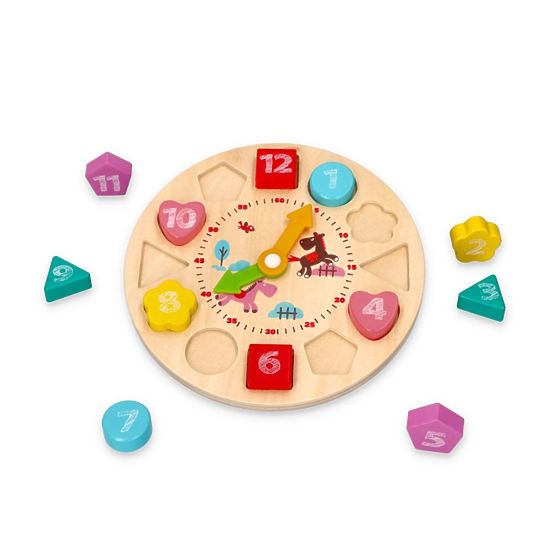Colorful clock with wooden blocks