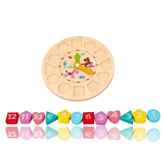 Colorful clock with wooden blocks