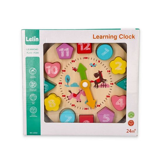 Colorful clock with wooden blocks