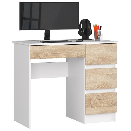 COMPUTER DESK A-7 90 cm RIGHT PK WHITE / SONOMA