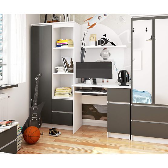 COMPUTER DESK PIKSEL PK WHITE / GRAY - RIGHT