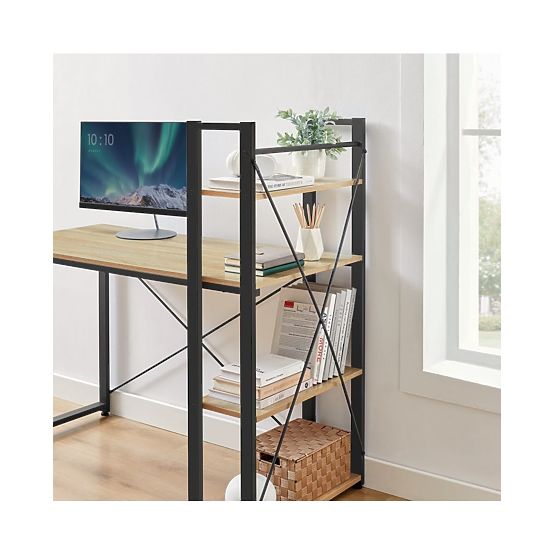 Computer Desk with Shelf and Adjustable Legs in Sonoma Oak