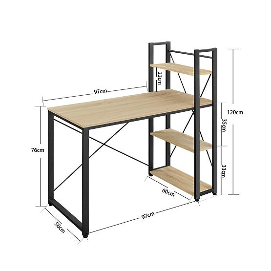 Computer Desk with Shelf and Adjustable Legs in Sonoma Oak