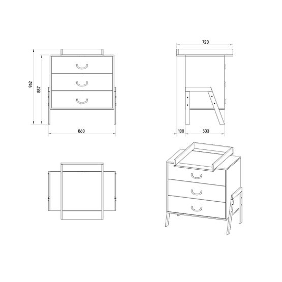 CONE - SCANDI Dresser with Changing Table