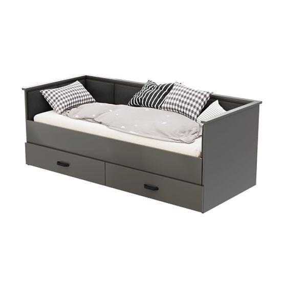 Convertible Bed HELIOS with Upholstered Panels Graphite 200x80/200x160