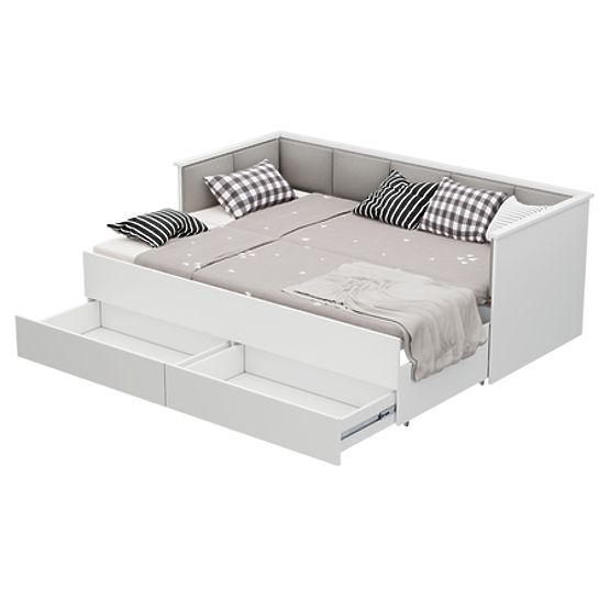 Convertible Bed HELIOS with Upholstered Panels Grey 200x80/200x160