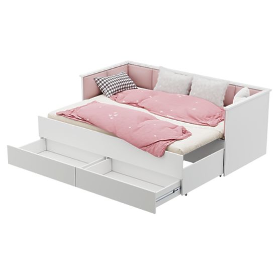 Convertible Bed HELIOS with Upholstered Panels Pink 200x80/200x160