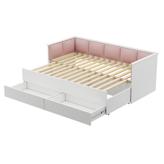 Convertible Bed HELIOS with Upholstered Panels Pink 200x80/200x160