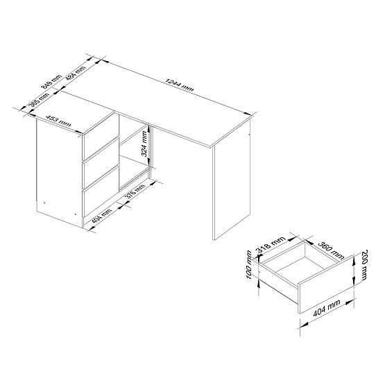 CORNER DESK B16 CLP LEFT ARTISAN OAK