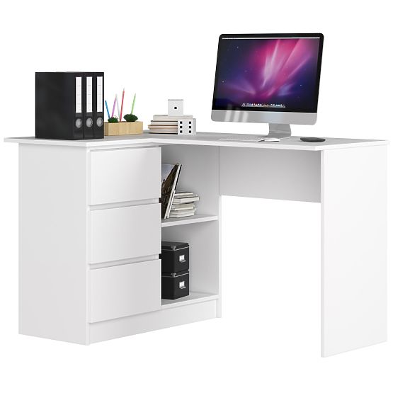CORNER DESK B16 CLP PK LEFT WHITE