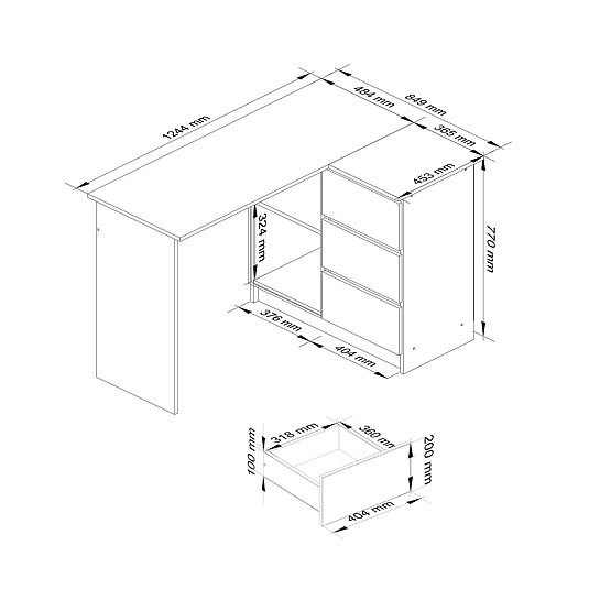 CORNER DESK B16 CLP RIGHT PK SONOMA / WHITE
