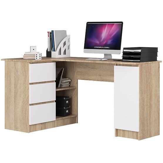 CORNER DESK B20 155 cm LEFT PK SONOMA / WHITE
