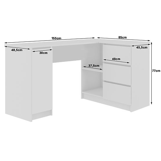 CORNER DESK B20 CLP RIGHT-HANDED SONOMA / WHITE