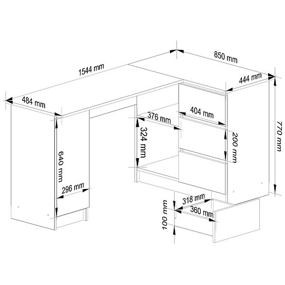 CORNER DESK B20 CLP RIGHT-SIDED PK WHITE / SONOMA