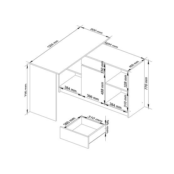 CORNER DESK SET B-17 WITH CABINET AND WHITE DESK