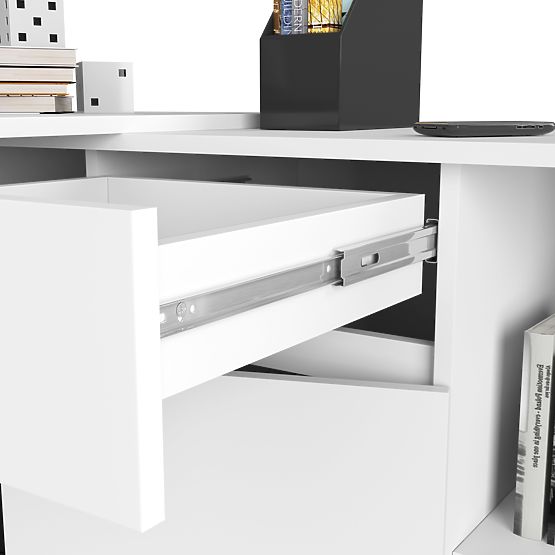CORNER DESK SET B-17 WITH CABINET AND WHITE DESK