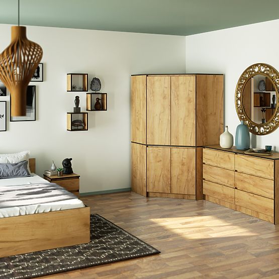 CORNER WARDROBE S100 4D CLP OAK CRAFT