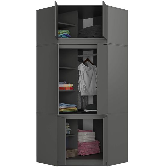 CORNER WARDROBE WITH EXTENSION S100 GRAPHITE GRAY