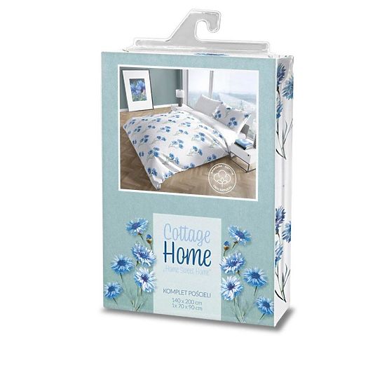 Cotton Bedding Blue Cornflowers 140x200cm + 70x90cm