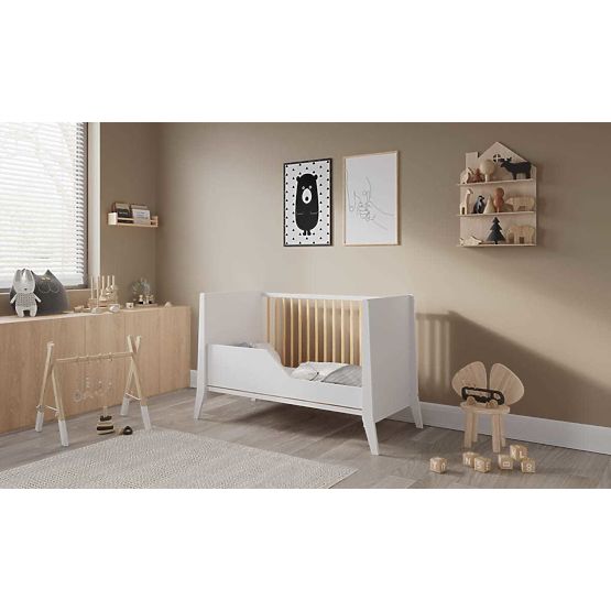 Cosmo Scandi Baby Crib 120x60 White-Natural