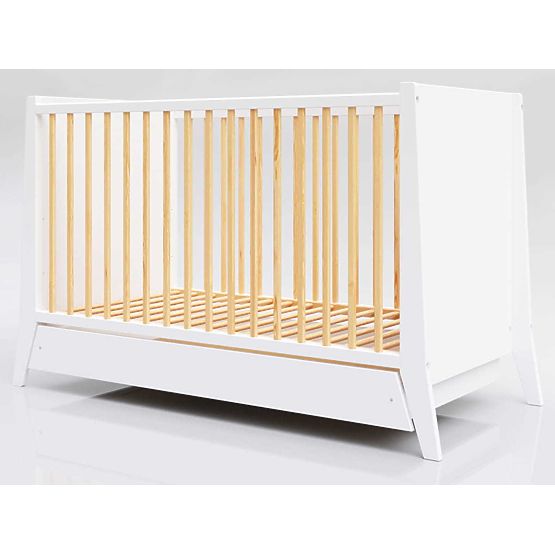 Cosmo Scandi Baby Crib 120x60 White-Natural