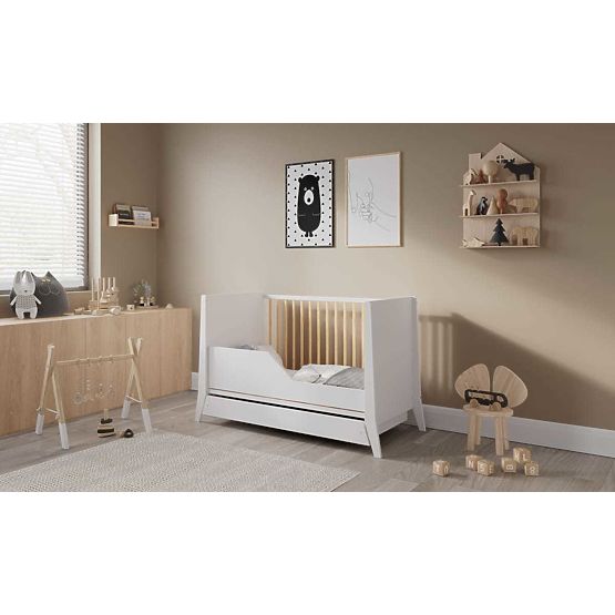 Cosmo Scandi Baby Crib 120x60 White-Natural
