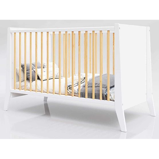 Cosmo Scandi Baby Crib 120x60 White-Natural