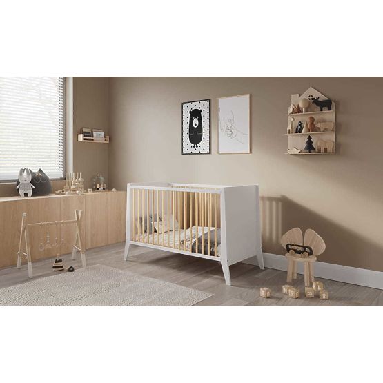 Cosmo Scandi Baby Crib 120x60 White-Natural