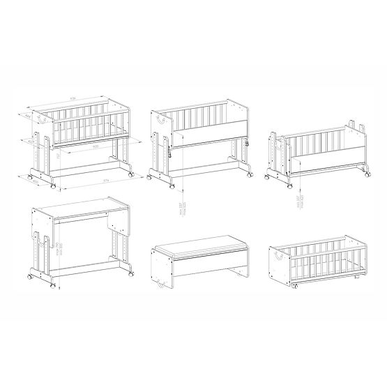 Multifunctional Crib LETO 90x40 cm 6-in-1 - White