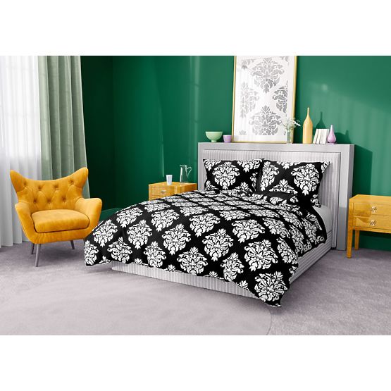 Cotton bedclothes Glamor black and white 140x200cm + 70x90cm